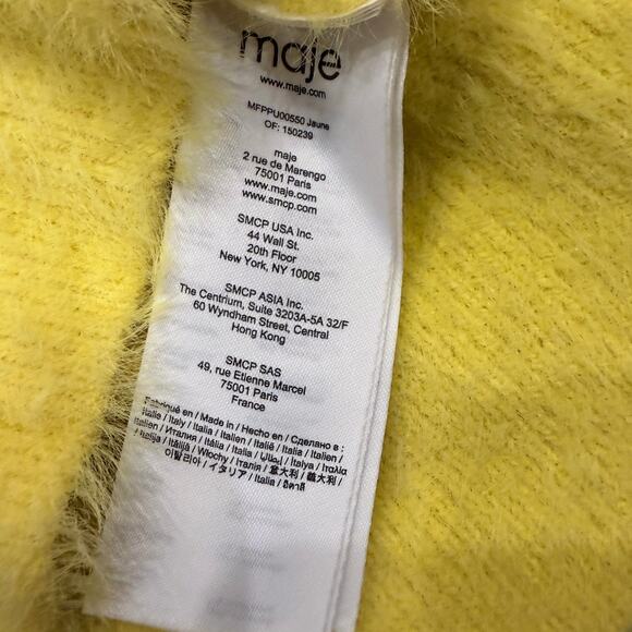 Maje Fuzzy Textured Crewneck Sweater in Soft Yellow Size 1 (Small) - Picture 9 of 11
